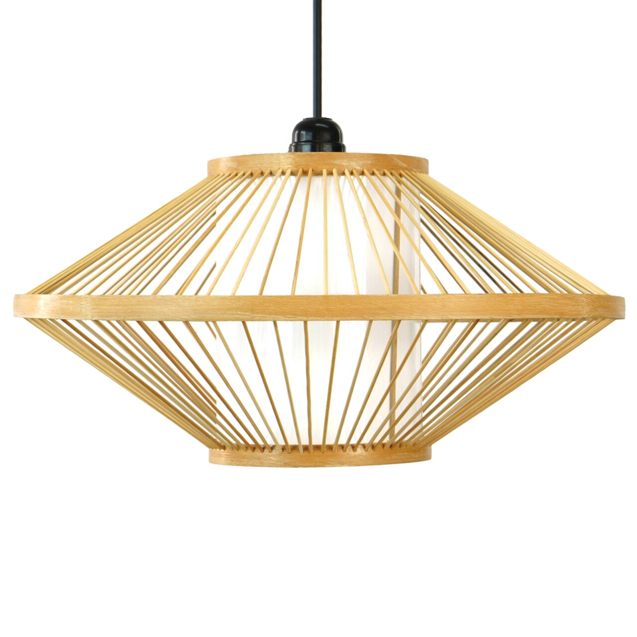 Modern Woven Bamboo Pendant Light Shade 15.75" For Living Room Entryway